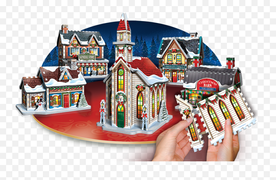 Christmas Village Wrebbit 3d Puzzle Emoji,Minature Christmas Emoticons