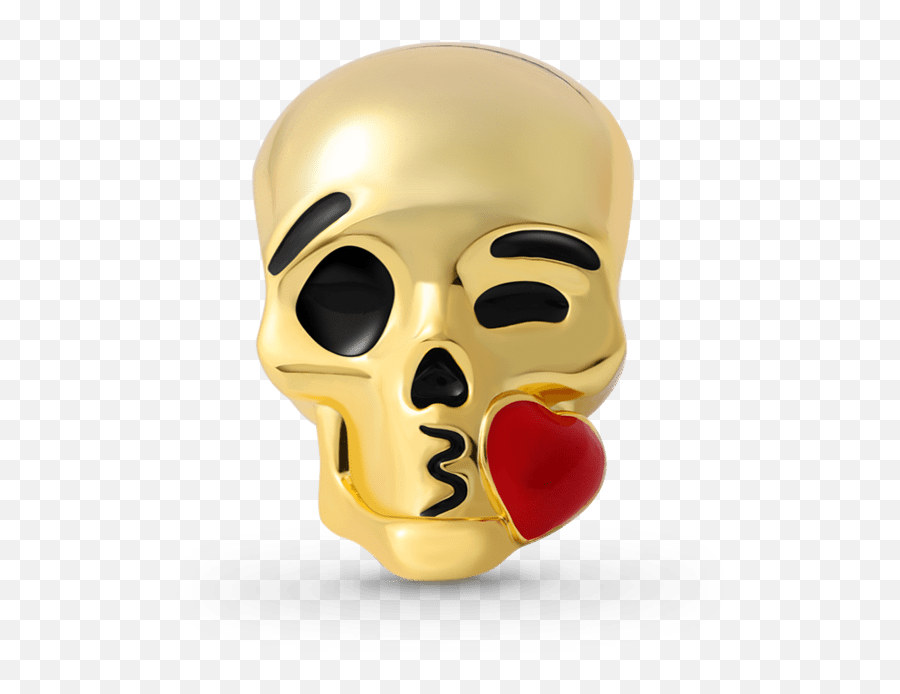 Blowing Kiss Skull Charm Bead Sterling - Skeleton Blowing A Kiss Emoji,Skull Emoticon Small