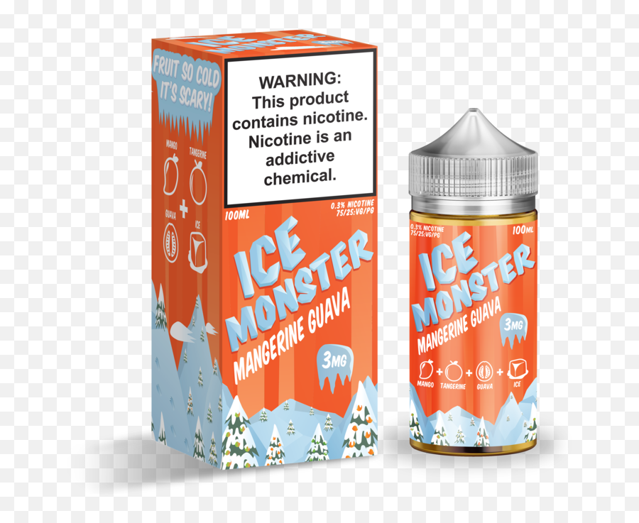 This Product Contains Nicotine - Jam Monster Ice Mangerine Guava Emoji,Raspberry Emoji Vape