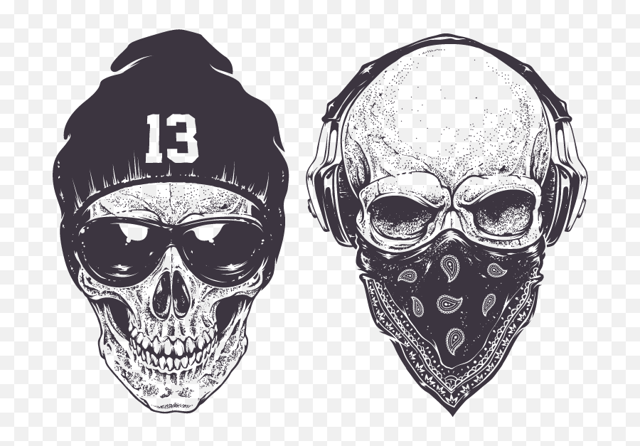 Download Skull Gangster Vector Rap - Gangsta Drawing Emoji,Sad Skeleton Emoticon