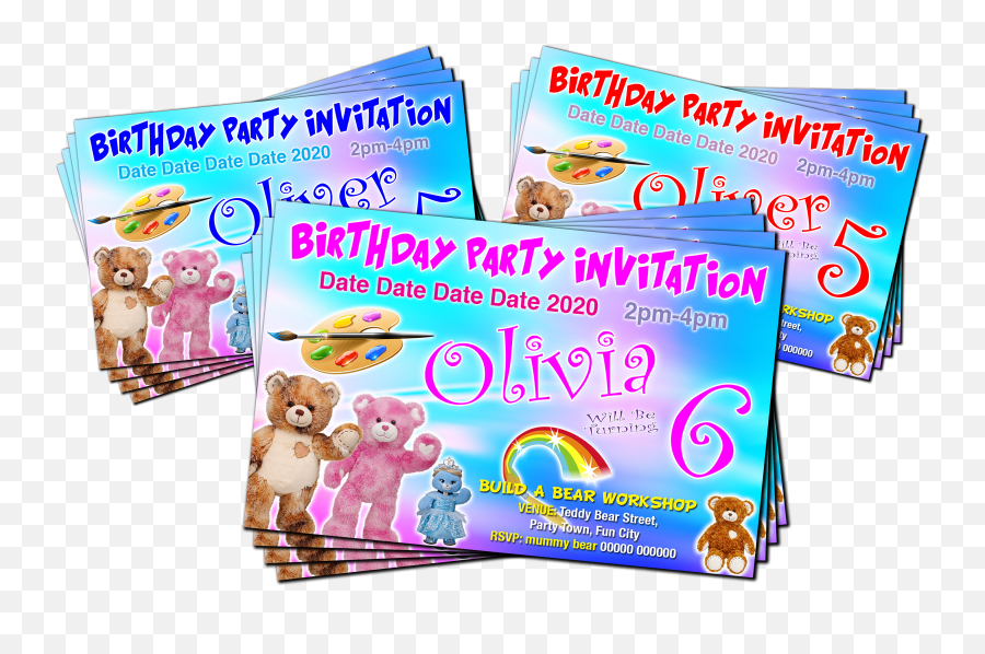 Build A Bear Workshop Birthday Party Invitation Red Pink - Soft Emoji,Hot Tub Emoji