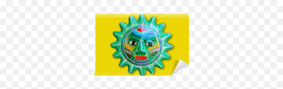 Mexican Indian Sun Handcraft Ceramic Isolated Wall Mural Emoji,Image Of Mexican Emoticon