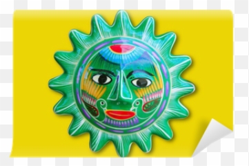 Mexican Indian Sun Handcraft Ceramic Isolated Wall Mural Emoji,Image Of Mexican Emoticon