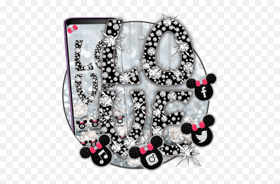 Minnies Black Diamond Theme Wallpaper For Girls U2013 Apps On - Minny Bowknot Emoji,Dimond Emoji