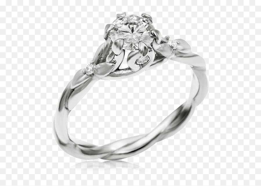 Twisted Leaf Engagement Ring - Vines And Leaves Engagement Ring Emoji,Man Engagement Ring Woman Emoji