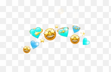 Crown Emoji Blue Deco Sticker - Dot,._. Emoji