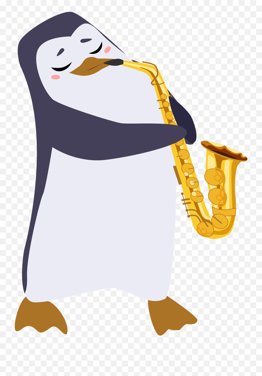 Penguin Playing Saxophone Clipart Free Download Transparent - Animals Playing Instruments Cliparty Emoji,Saxophone Emoticon Clipart For Texting