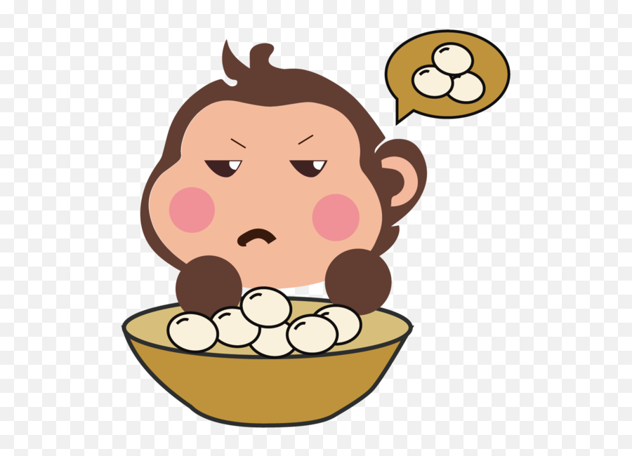 Monkey Chinese New Year Cartoon Head Eating For New Year Emoji,Transparent Chimpanzee Emoticon