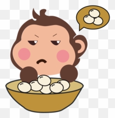 Monkey Chinese New Year Cartoon Head Eating For New Year Emoji,Transparent Chimpanzee Emoticon