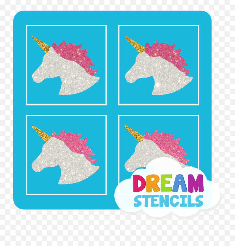 Mini 4 In 1 Unicorn Glitter Tattoo - Stencil Emoji,Unicorn Emoji Stencil