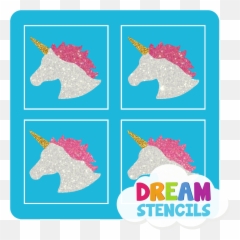 Mini 4 In 1 Unicorn Glitter Tattoo - Stencil Emoji,Unicorn Emoji Stencil