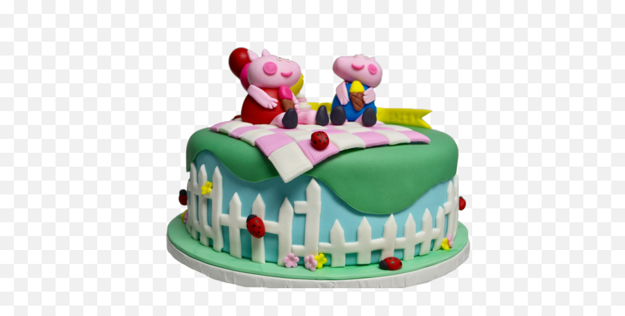 Peppa Pig Cake U2013 Sugar Street Boutique - Peppa Pig Cake With Fence Emoji,Emoji Fondant