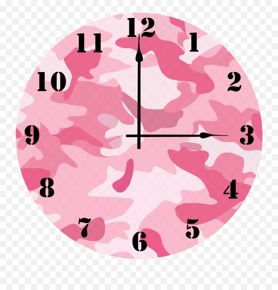 Pink Camo Clock - Wopah 12 Inch Fashion Watches Creative Transparent Background Transparent Clock Face Emoji,Camo Emoji