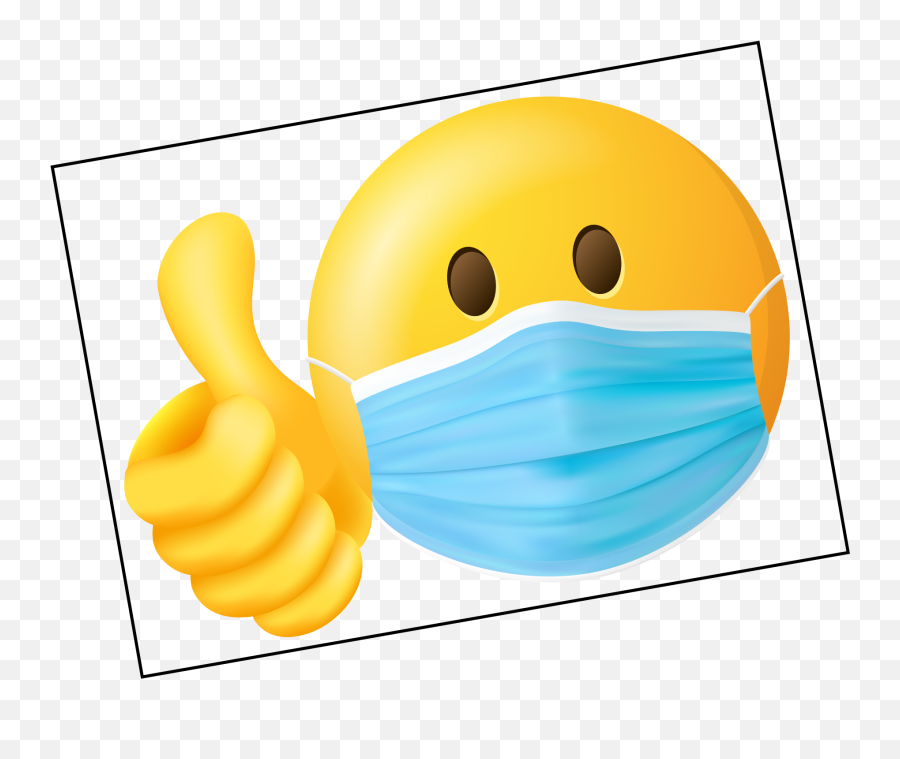 Aufkleber Smiley Mit Maske - Happy Emoji,Emojis Daumen Drücken