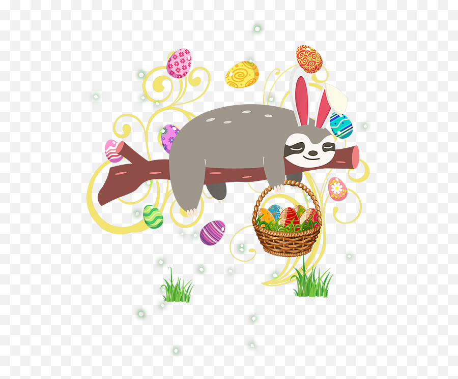 Cute Sloth Easter Bunny Costume Hunting Eggs Tree Gift Emoji,Easter Bunny Emoticon For Facebook