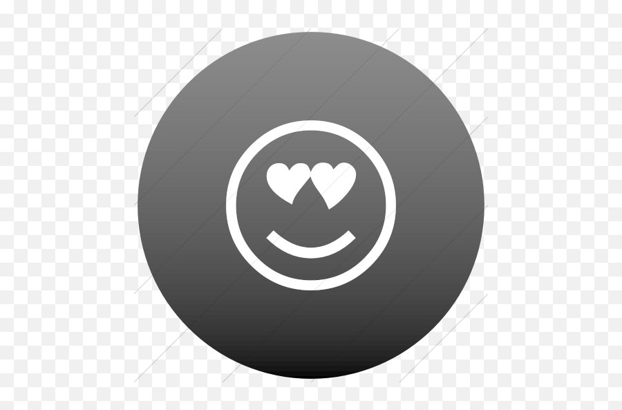 Iconsetc Flat Circle White On Black Gradient Classic - Happy Emoji,Heart Shaped Emoticon