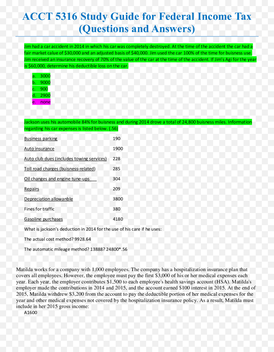 Acct 5316 Study Guide For Federal - Document Emoji,Emotion Code Pam Frisco