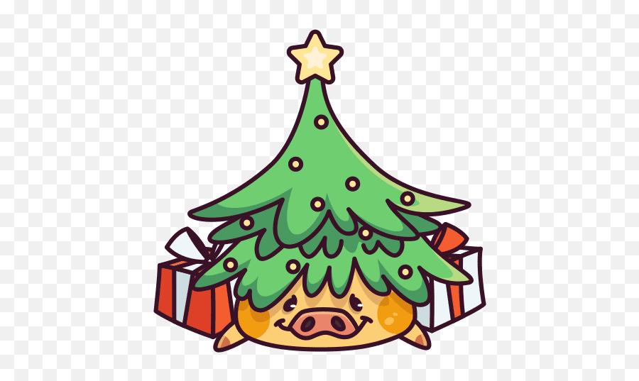 Vk Sticker 23 From Collection Pigcent Download For Free - New Year Tree Emoji,Holiday Emoji Stickers Free