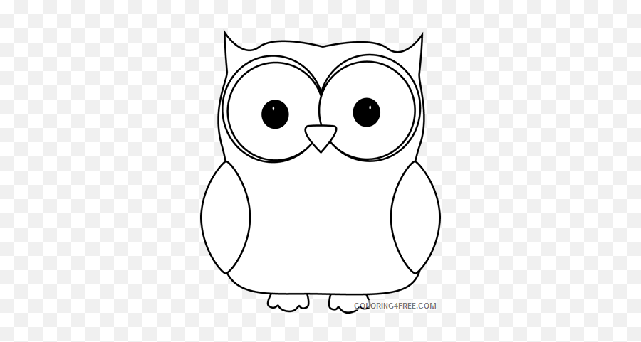 Owl Outline Coloring Pages Owl Clip Printable Coloring4free - Owl Clipart Black And White Emoji,Hoot Owl Emojis