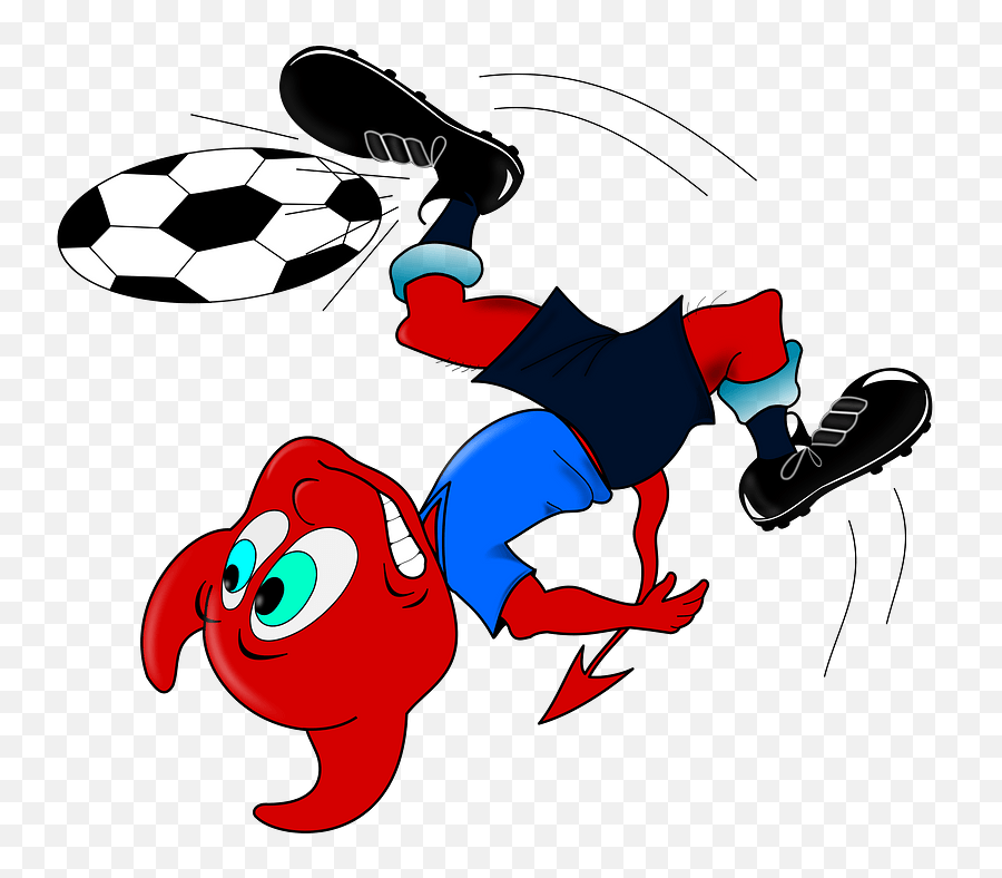 Red Devil Chasing A Soccer Ball Clipart Free Download - Clip Art Emoji,Animated Soccer Emoticons