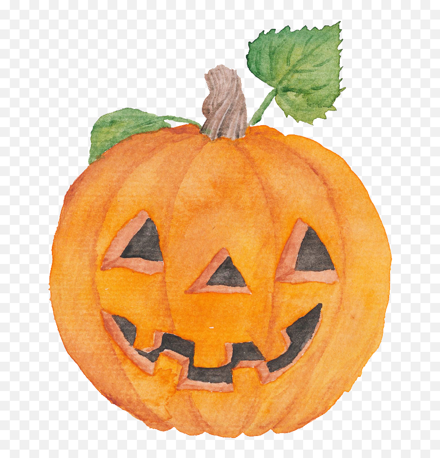 Download Orange Hand Painted Smiley - Watercolor Jack O Lantern Png Emoji,Jackolantern Emoji