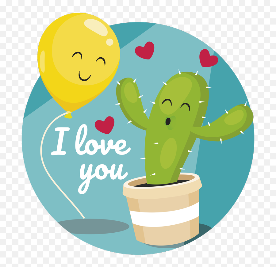 Cactus Balloon Illustration Wall Art Decal - Flowerpot Emoji,Cactus Emoji