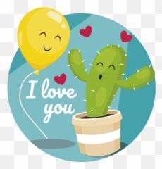 Cactus Balloon Illustration Wall Art Decal - Flowerpot Emoji,Cactus Emoji