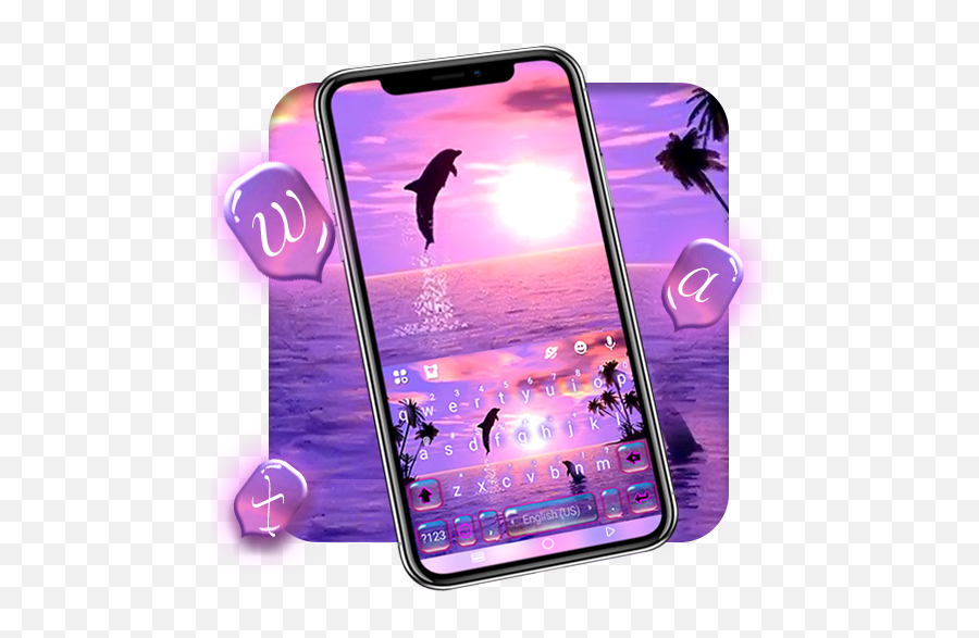 Sunset Sea Dolphin Keyboard Theme - Sunset Sea Dolphin Emoji,Samsung S7 Change Emojis