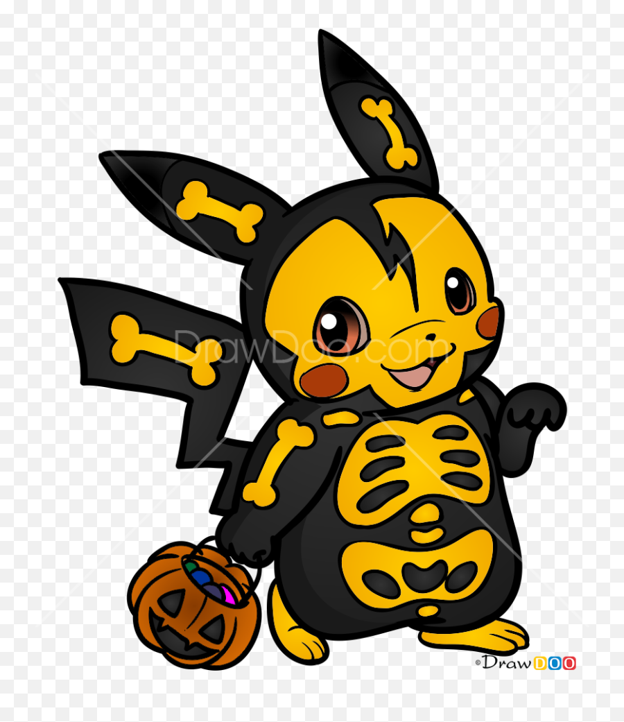 How To Draw Halloween Pikachu Halloween - Draw A Pikachu Halloween Emoji,Pikachu Emotions