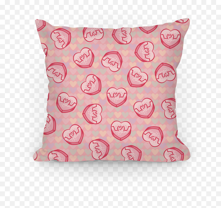 Shrug Emoji Candy Hearts Pattern - Decorative,Emoji Throw Pillows