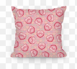 Shrug Emoji Candy Hearts Pattern - Decorative,Emoji Throw Pillows