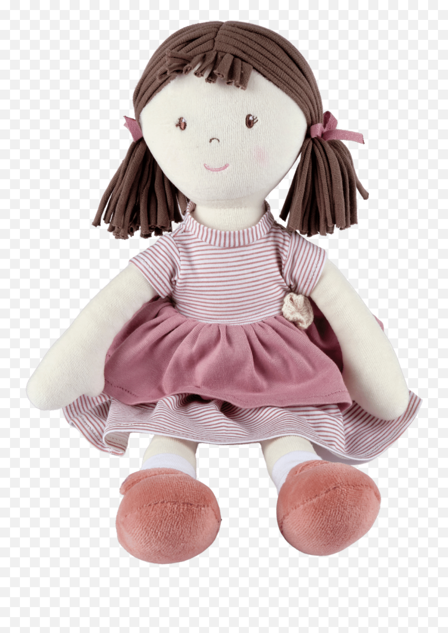 Brook - Fabric Doll With Brown Ponytails And Pink Dress Emoji,Large Emotions Rag Doll