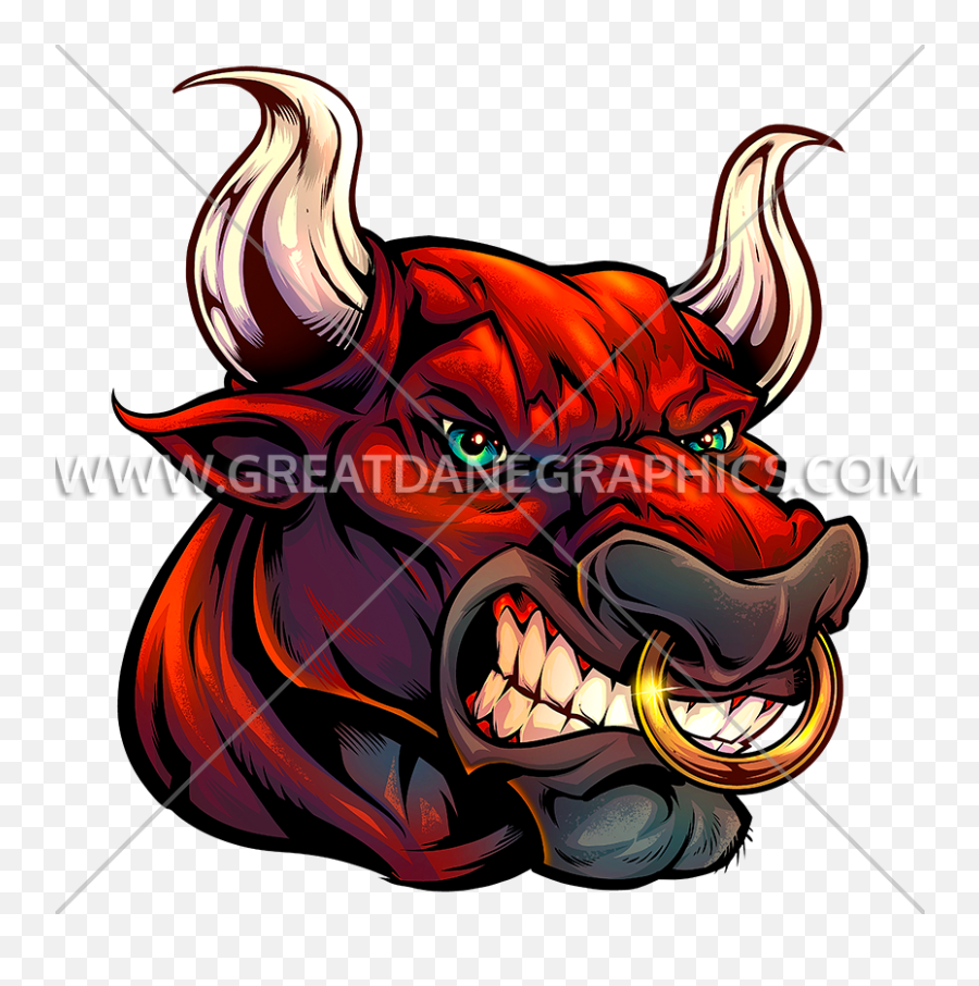 Bull Head Mascot Production Ready Artwork For T - Shirt Printing Emoji,Car With Cow Horns Emoticon