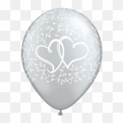 6 X 11 Silver Entwined Hearts Qualatex Latex Balloons - Balloon Emoji,Latex Emojis Soccer