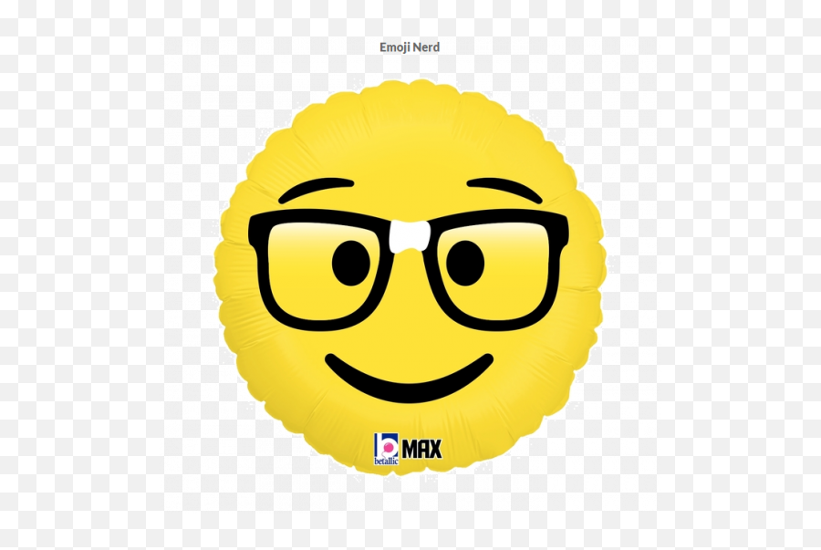 Smiling Emoji Nerd Foil Balloon - Single Smiley Emoji,2048 Emoticon