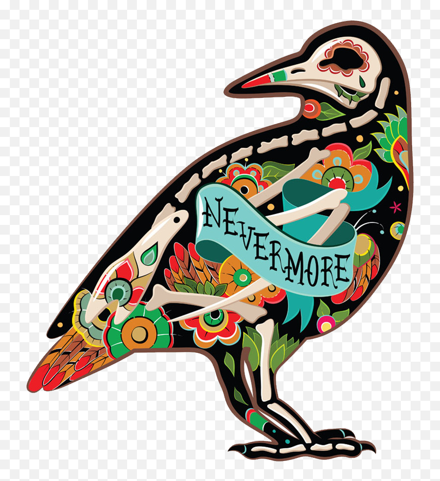 Skull Clipart Raven - Dia De Los Muertos Raven Emoji,Raven Bird Emoji