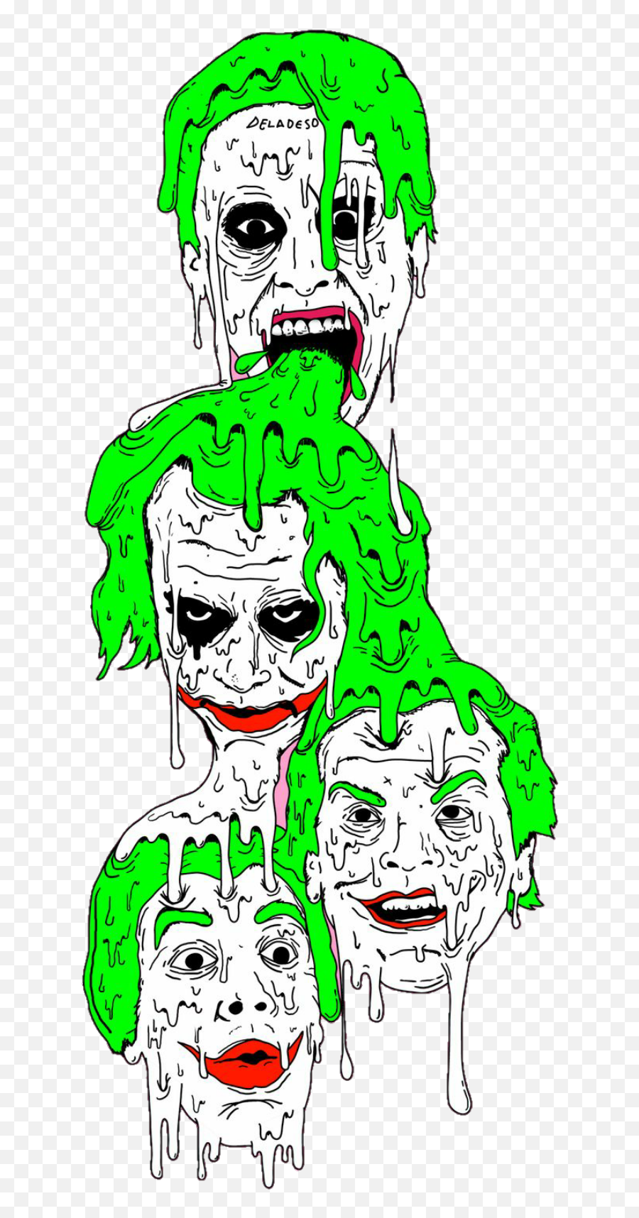 Grime Art Clown Black Red Green Sticker - Fictional Character Emoji,Black Clown Emoji