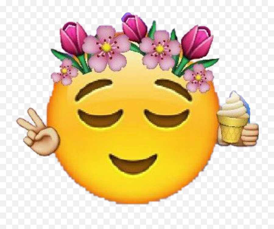 Download Hd Emoji Emotions Flower Peace Ice Hipsterspirits - Does An X In A Box Mean,Yellow Flower Emoji