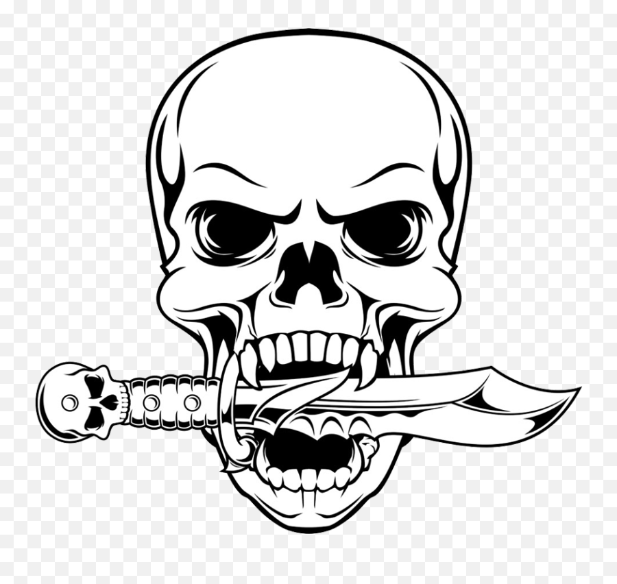Illustration Drawing Skull Png Download - Vector Skull With Knife Emoji,How To Draw A Chibi Skull Emoticon In Photoshop