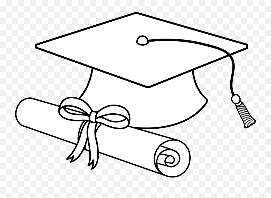 Flying Graduation Caps Clip Art Cap Line - Diploma And Cap Graduation Cap And Diploma Outline Emoji,Graduation Emoji