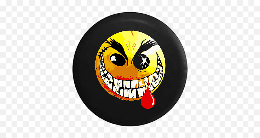 Spare Tire Cover Evil Crazy Smiley Face Dripping Blood Jk Accessories Ebay - Crazy Smiley Face Emoji,Evil Grin Emoticon
