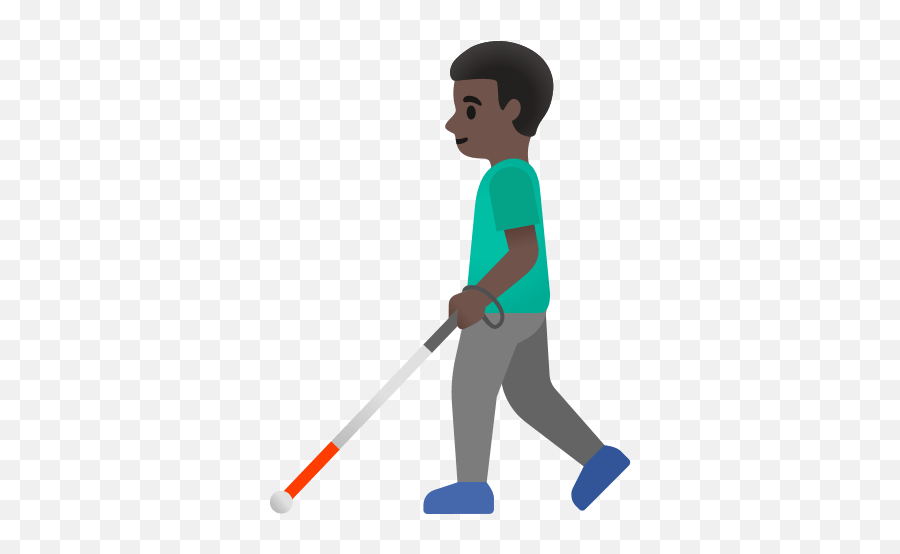 Man With Cane With Dark Skin Tone Emoji,2 Tone Android Emojis