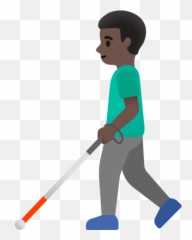 Man With Cane With Dark Skin Tone Emoji,2 Tone Android Emojis