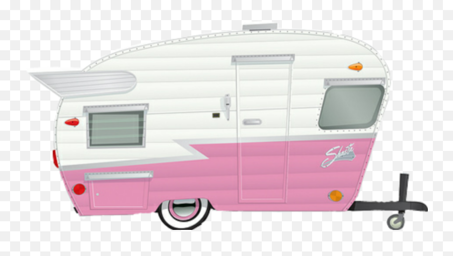 Shasta Camper Watercolor Pink Sticker - Pink Vintage Camper Clipart Emoji,Camping Trailer Emoji