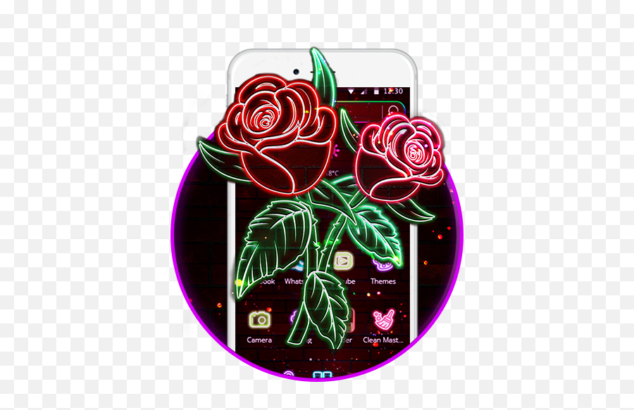 Amazoncom Glowing Crimson Rosette Theme Appstore For Android - Neon Lights Flower Emoji,Rose Emoji Android