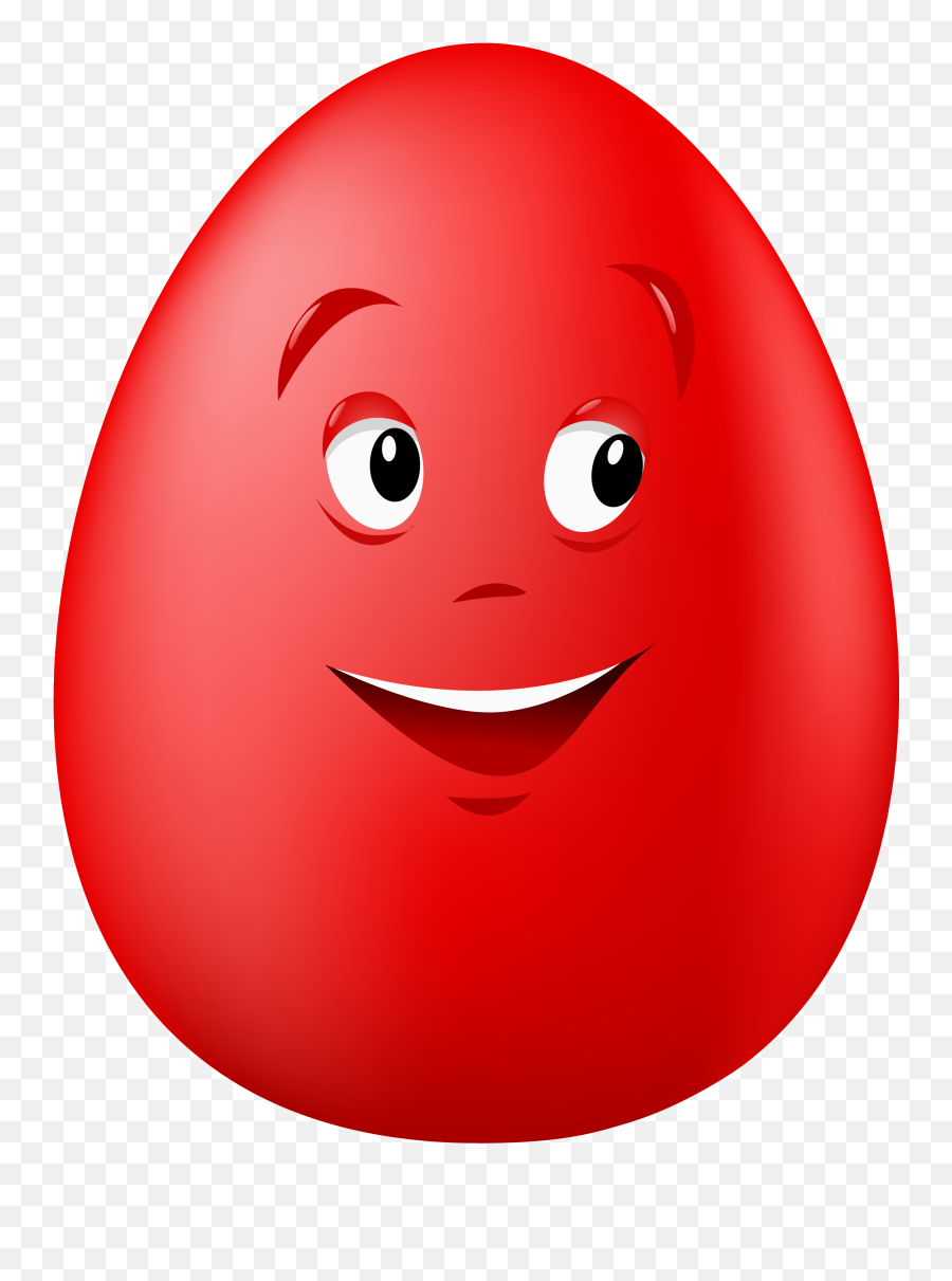 Transparent Easter Red Smiling Egg Png - Red Egg With Face Emoji,Egg Emoji