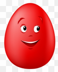 Transparent Easter Red Smiling Egg Png - Red Egg With Face Emoji,Egg Emoji