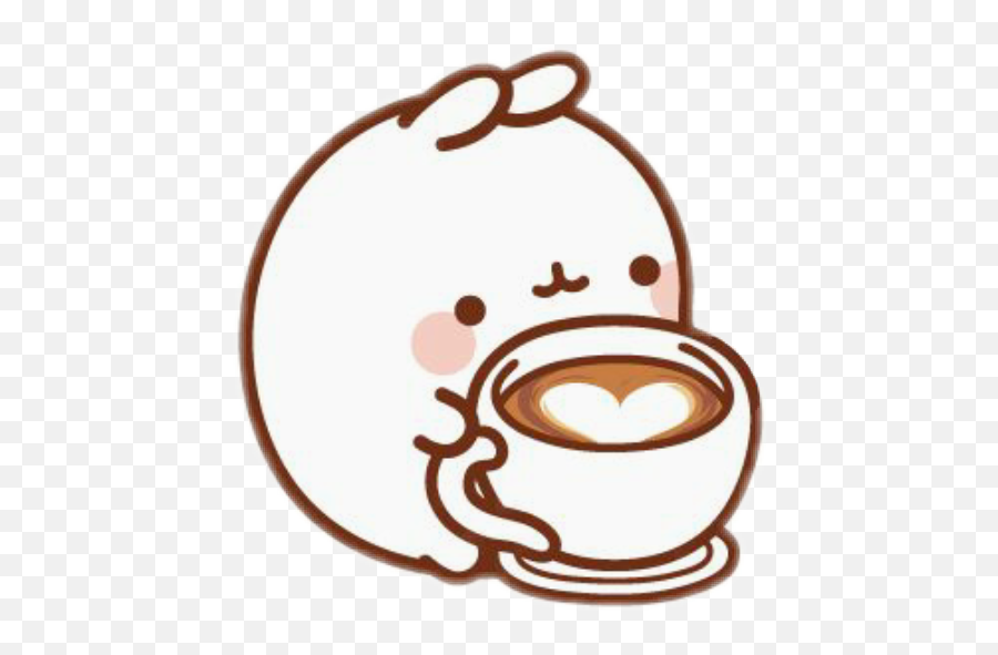 Kawaii Molang Coffee Sticker - Kawaii Cute Drawings Coffee Emoji,Molang Emoji