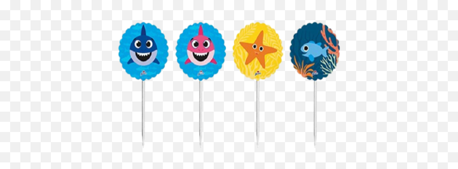 Toppers Para Doces E Salgados Baby Shark Pacote Com 8 Unidades Emoji,Pacote Emoticons Png