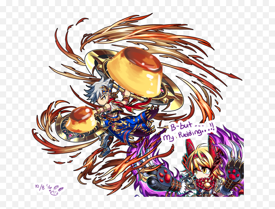 Pudding Stolen Pudding Waiter Lauda Bravefrontier - Brave Frontier Nyami Emoji,Gaia Online Emoticons Crown